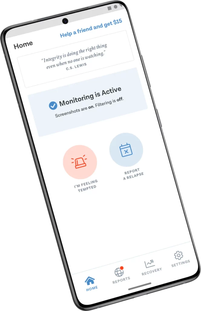 ProtectHer Android app showing recent activity report
